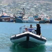 Bow spray photographed from a Captain Jacks boat in Hout Bay
